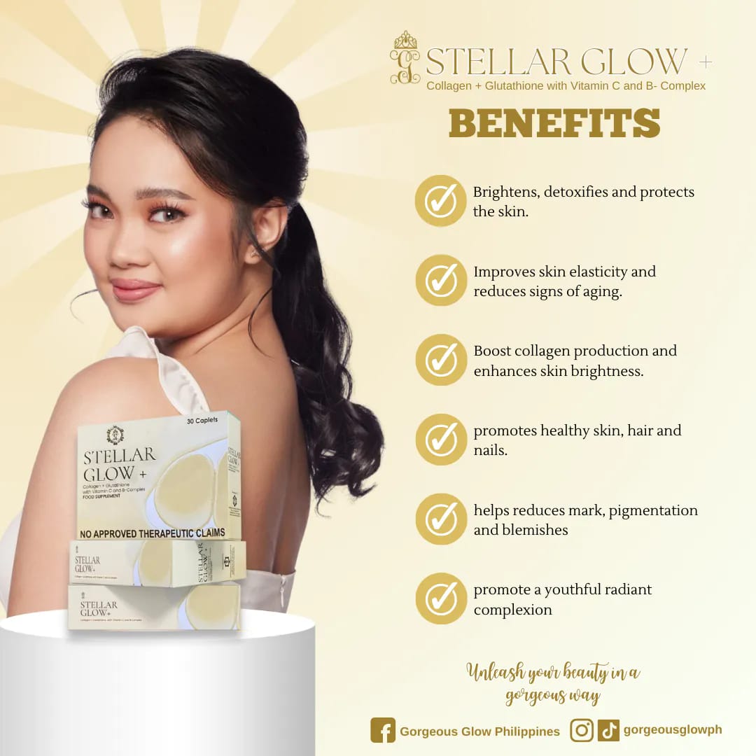 Stellar Glow + (Collagen, Glutathione, Vitamin C and B-Complex) by Gorgeous Glow | 30 Caplets