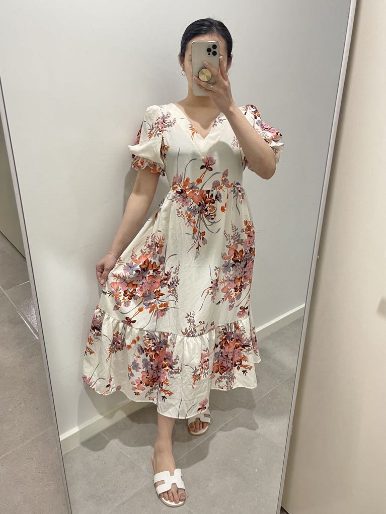 Midi Dress - Floral Creamy White