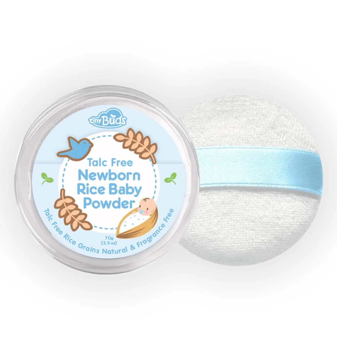 TINY BUDS Rice Baby Powder With Puff 70g