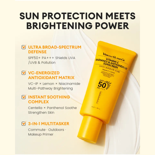 VIBRANT GLAMOUR Radiance & Antioxidant Sunscreen SPF50+ PA++ (Vitamin C x Lemon) 50g