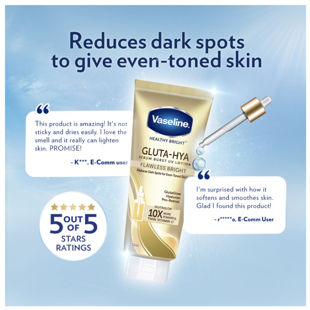 Vaseline Gluta-Hya Flawless Glow Serum Burst UV Lotion 300mL