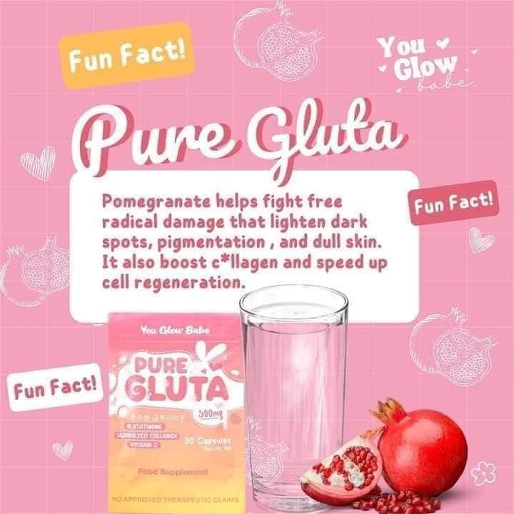 You Glow Babe Pure Gluta 500mg (Glutathione, Collagen, Vitamin C) 30 Capsules