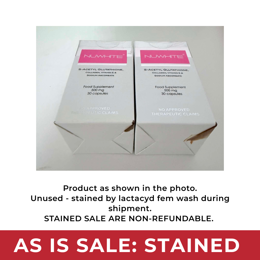 [AS IS SALE: STAINED] NUWHITE (S-Acetyl Glutathione, Collagen) 500mg - 30 Capsules
