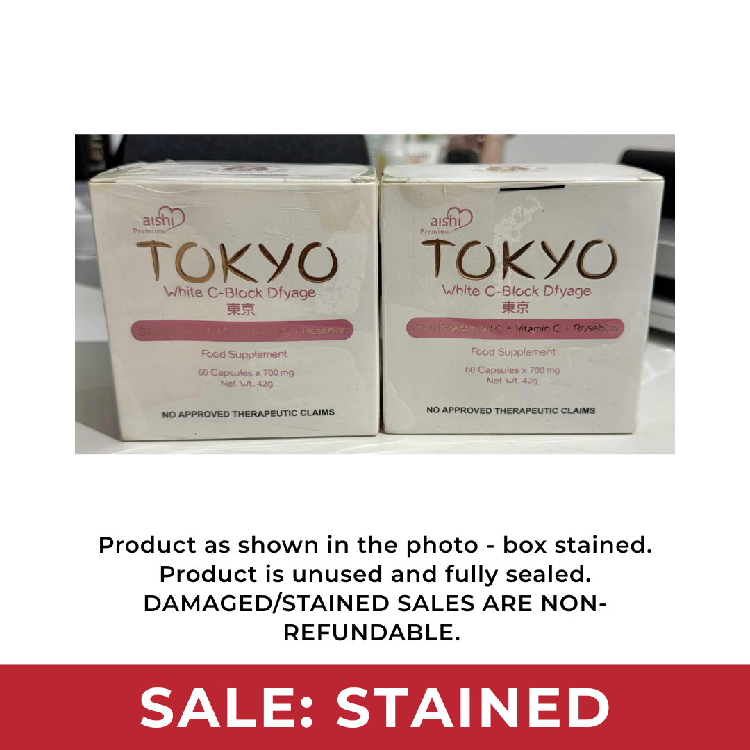 [STAINED SALE] AISHI Premium Tokyo White C-Block Dfyage (Glutathione + NAC + Vit C) - 60 Capsules
