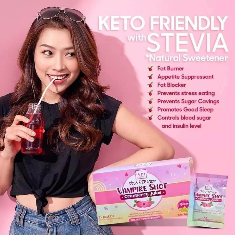 Vampire Shot Cranberry Juice (Collagen, Glutathione & L-Carnitine) Drink - 21g x 15 Sachets
