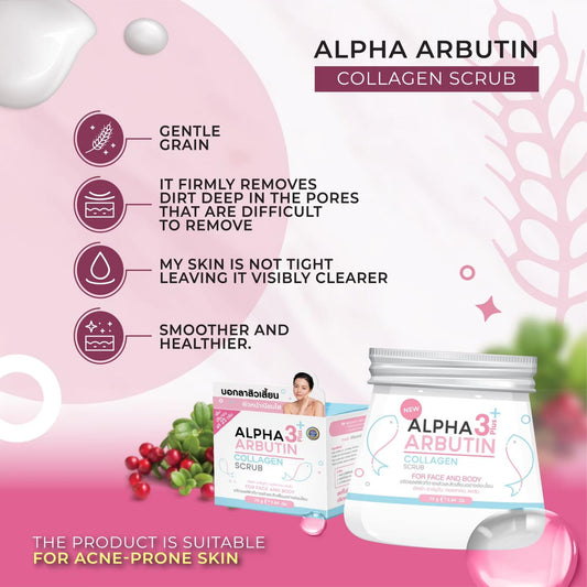 Alpha Arbutin 3 Plus Collagen Scrub by Precious Skin 75g