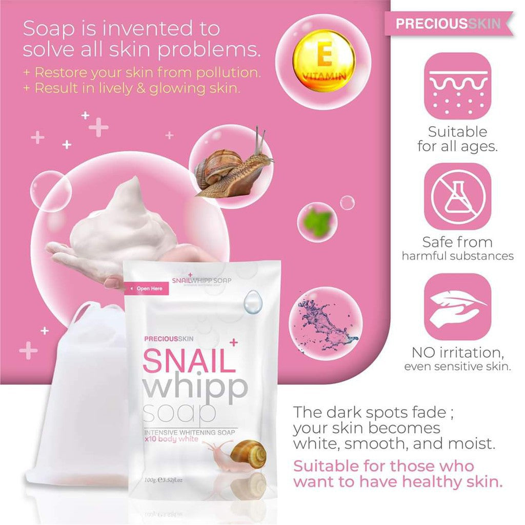 Snail Whipp Intensive Whitening x10 Soap by Precious Skin Thailand 120g