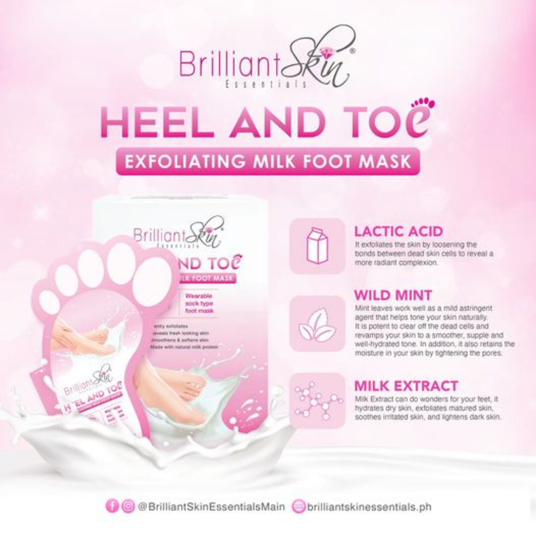 Brilliant Skin Heel & Toe Exfoliating Milk Foot Mask (Per Sachet)