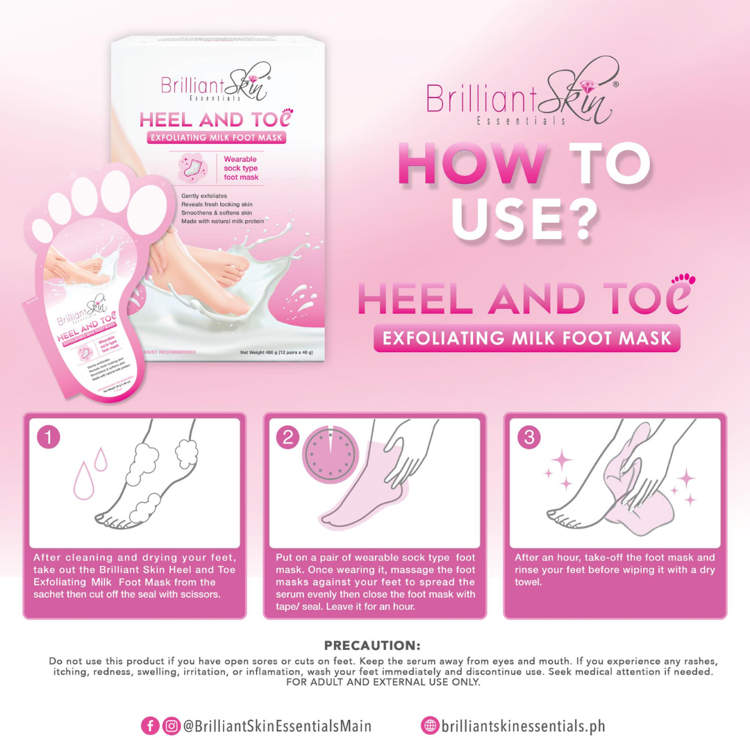 Brilliant Skin Heel & Toe Exfoliating Milk Foot Mask (Per Sachet)