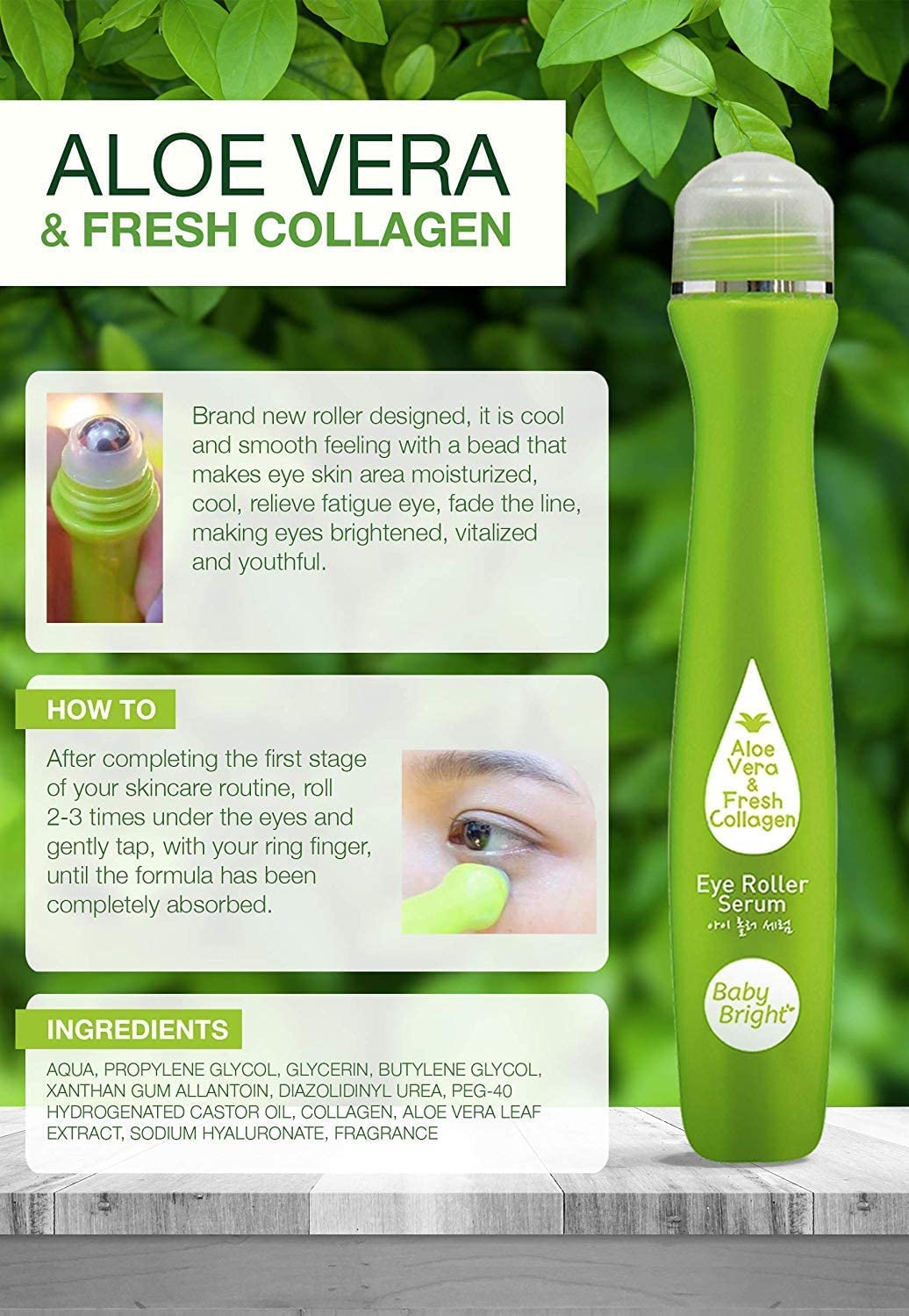 Baby Bright Aloe Vera & Fresh Collagen Eye Roller Serum 15mL