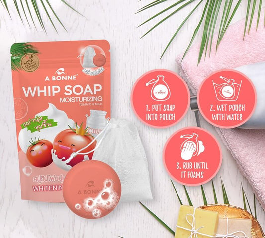 A Bonne Whip Soap Moisturising Tomato & Milk  Whitening Arbutin 100g