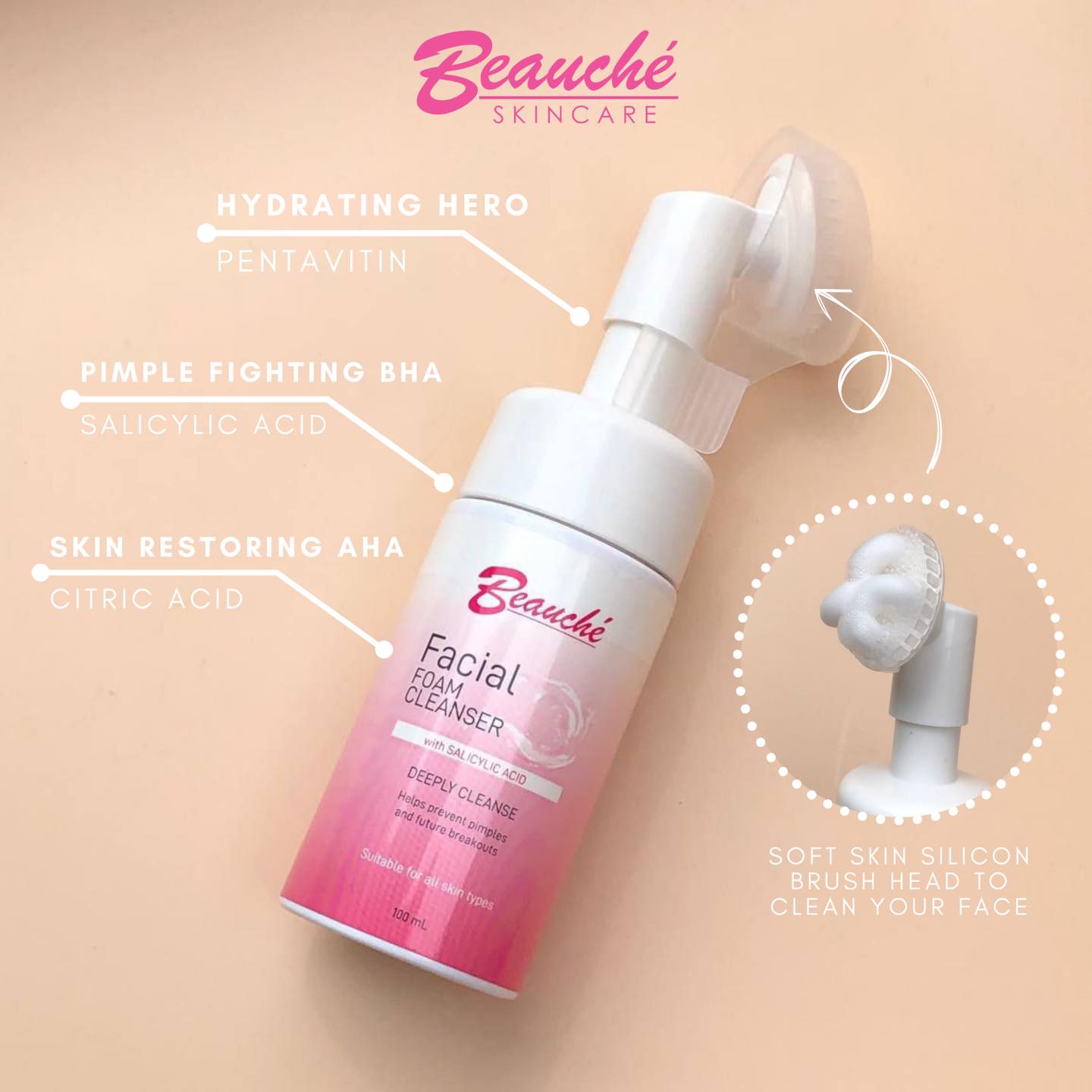 Beauche Facial Foam Cleanser w Salicylic Acid 100mL