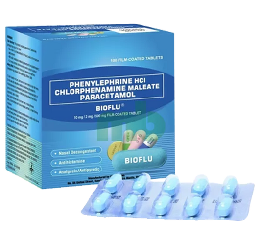 Bioflu (Phenylephrine HCI + Chlorphenamine Maleate + Paracetamol) - 10 Tablets