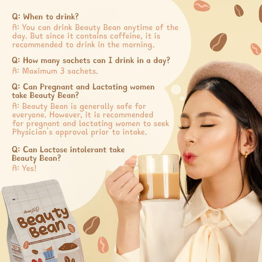 Dear Face Beauty Bean Premium Korean Mocha Coffee Glutathione & Collagen Drink 18g (10 sachets)