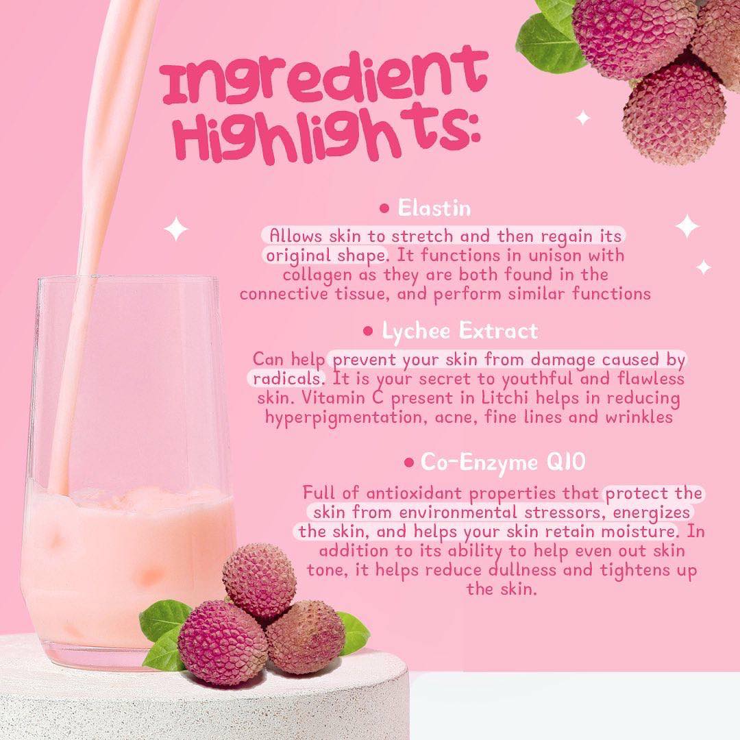 Dear Face Beauty Milk Premium Japanese Swiss Stemcell & Collagen Drink Lychee 18g (10 sachets)