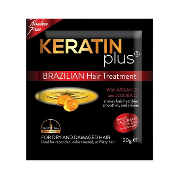 KERATIN PLUS Brazilian Hair Treatment (Black- Argan & Jojoba Oil) 20g x 6 sachets 