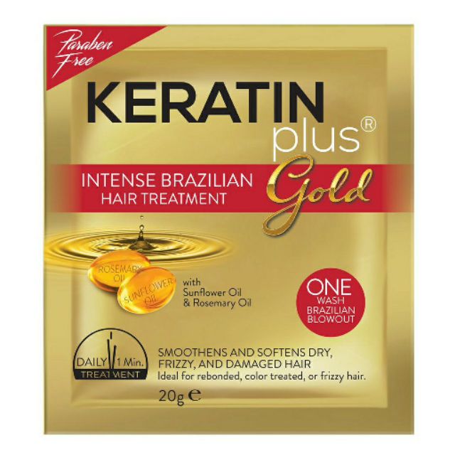 KERATIN PLUS Intense Brazilian Hair Treatment (Sunflower & Rosemary Oil) 20g x 6 sachets