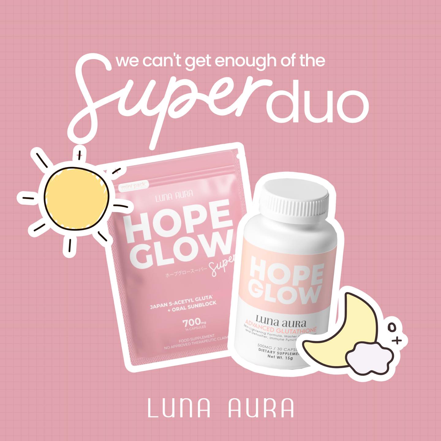 Luna Aura Hope Advanced Glutathione 500mg | 30 Capsules