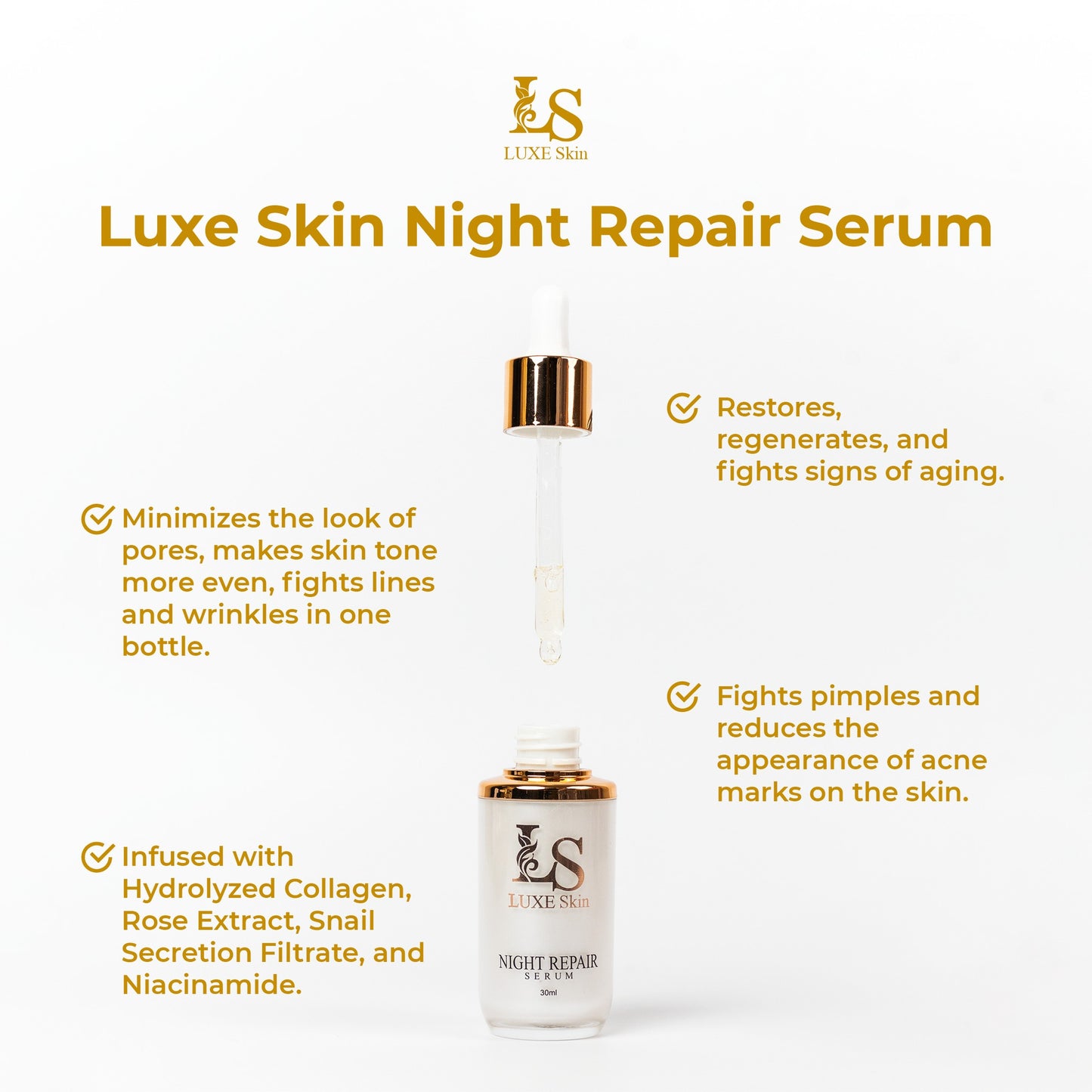 Luxe Skin Night Repair Serum 30mL