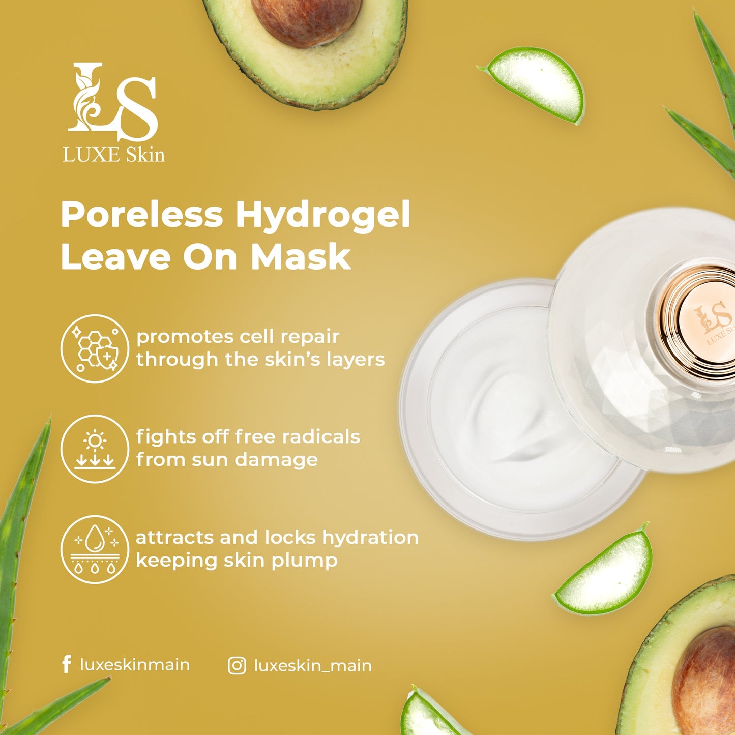 Luxe Skin Poreless Hydrogel Leave On Mask