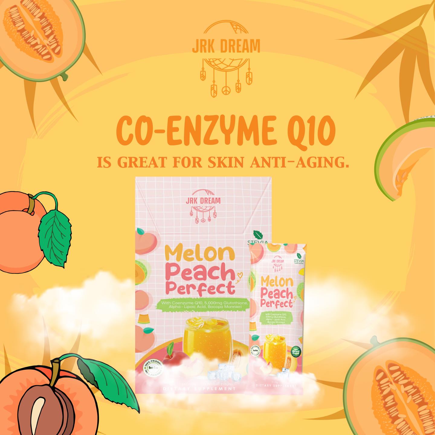 Melon Peach Perfect - 10 Sachets (Q10, Glutathione, Collagen) by JRK Dream