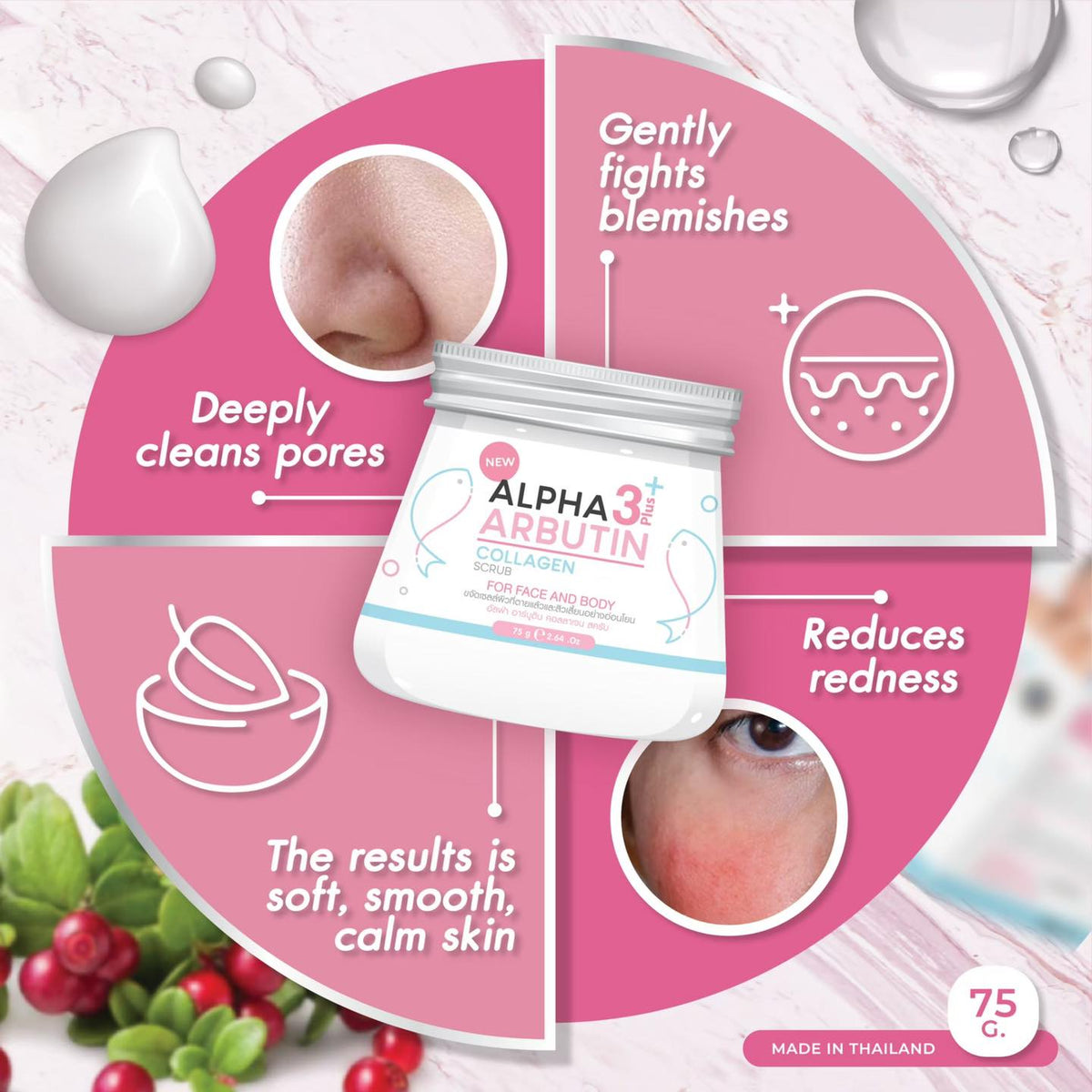 PRECIOUS SKIN THAILAND Alpha Arbutin 3 Plus Collagen Scrub 75g