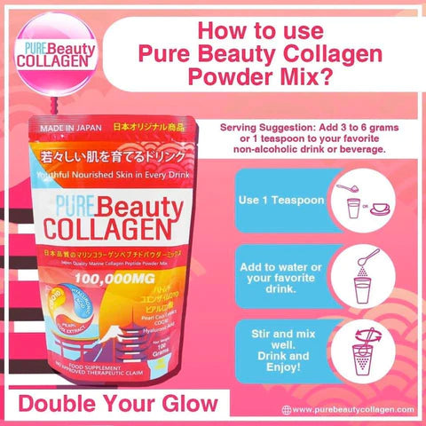 Pure Beauty Collagen Japan Quality Marine Collagen Peptide Powder Mix 100,000mg