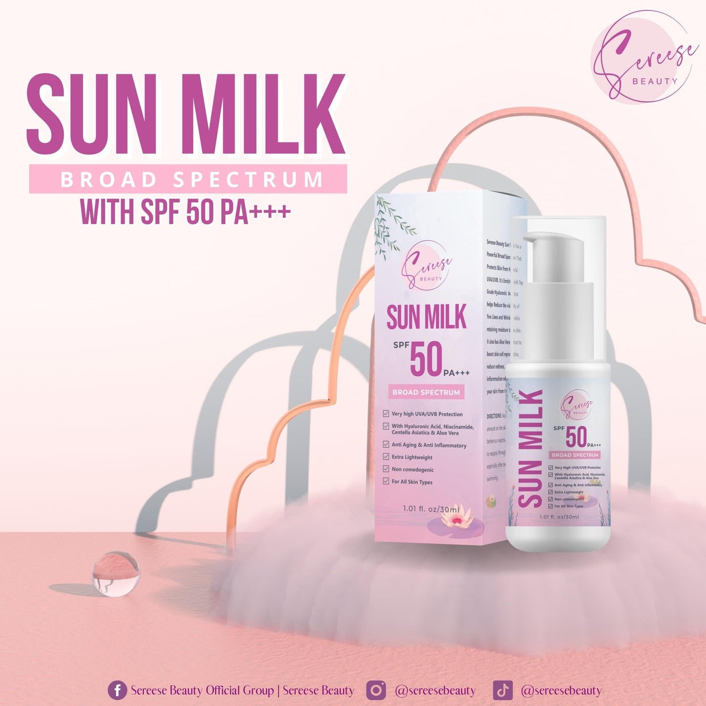 Sereese Beauty Sun Milk SPF50 PA+++ 30mL