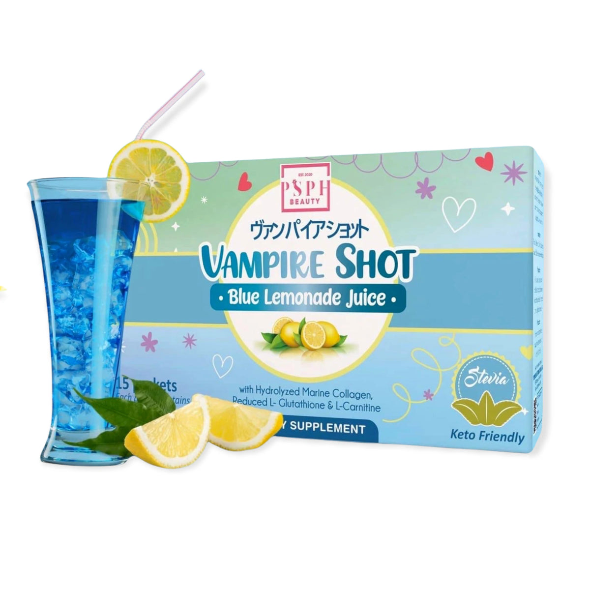 Vampire Shot Vampire Shot Blue Lemonade Juice (Collagen, Glutathione & L-Carnitine ...
