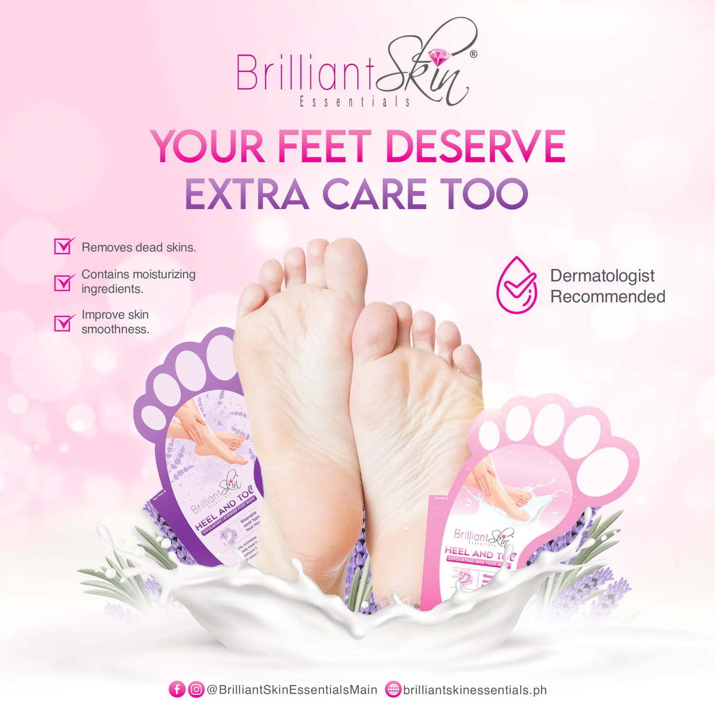 Brilliant Skin Heel & Toe Exfoliating Milk Foot Mask (Per Sachet)