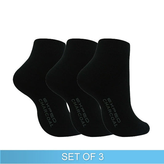Exped Men’s Casual Cotton Charcoal Socks - Set of 3 (Black)