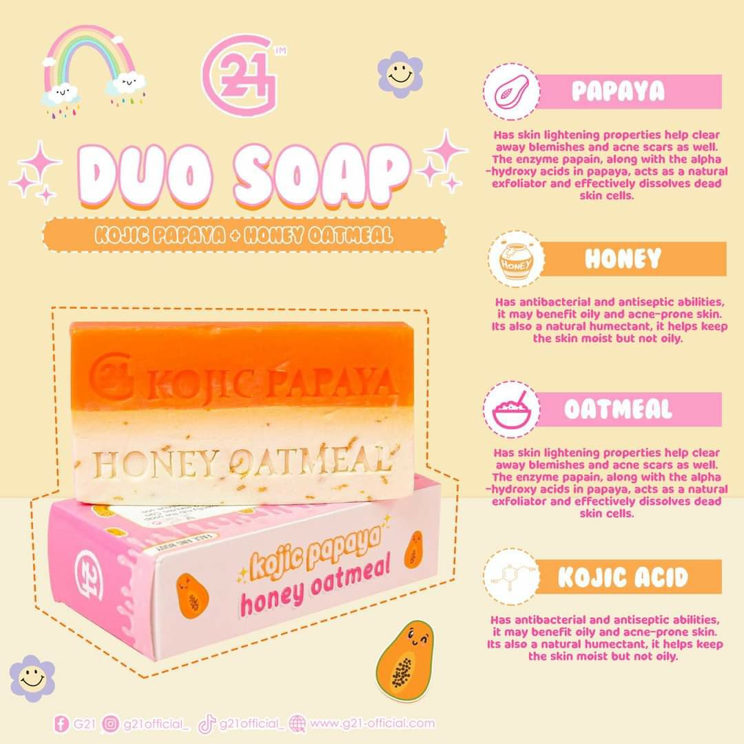 G21 Kojic Papaya + Honey Oatmeal Duo Soap