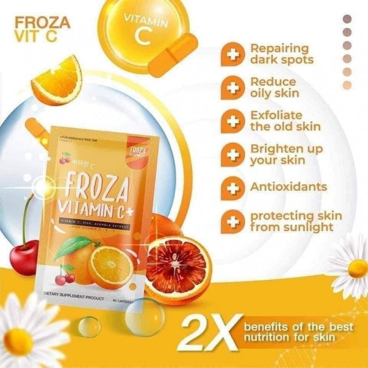 Froza Vitamin C+ (Vit C, Collagen, Glutathione, Zinc) 60 Capsules